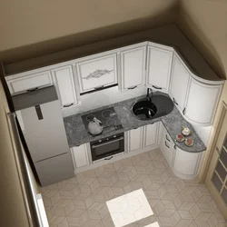 Design of a corner kitchen in a modern style in Khrushchev