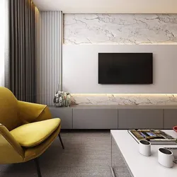 Design of the TV area in the living room photo