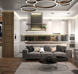 Living room combined with kitchen in your home photo