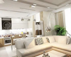 Living room combined with kitchen in your home photo