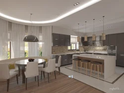 Living room combined with kitchen in your home photo