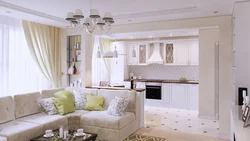 Living room combined with kitchen in your home photo