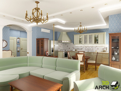 Living Room Combined With Kitchen In Your Home Photo