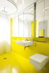 Жоўтая плітка ў ваннай фота дызайн