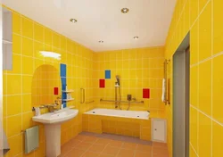 Yellow tiles in the bathroom photo design