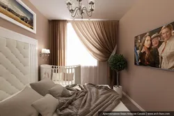 Bedroom with a children's bed in one room photo design