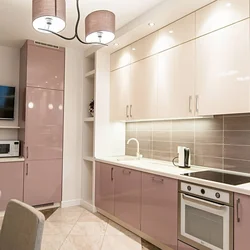 Beige matte kitchen in the interior