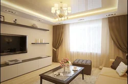 Modern brown beige living room interior