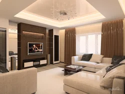 Modern brown beige living room interior