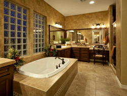 With bathrooms in a modern interior