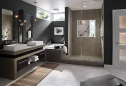 With bathrooms in a modern interior