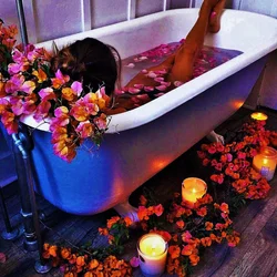 Beautiful photos in the bath at home