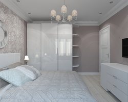 Inexpensive bedroom interior in light colors