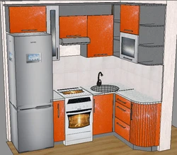Дызайн кухоннага гарнітура кутняга для маленькай кухні ў хрушчоўцы