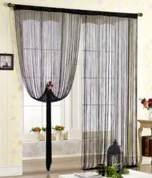 Thread Curtains In The Living Room Interior