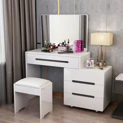 Photo table for bedroom with mirror