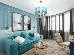Living room interior design blue