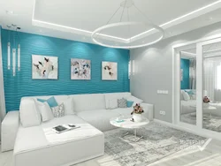 Living room interior design blue