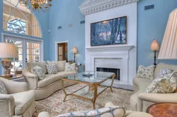 Living room interior design blue