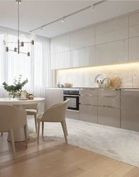 Modern kitchen in pastel colors photo