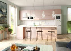 Modern kitchen in pastel colors photo