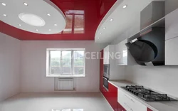 Suspended ceiling in the kitchen two-level photo