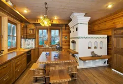 Kitchen Design With Stove In Wood