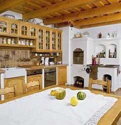 Kitchen Design With Stove In Wood