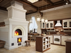 Kitchen design with stove in wood