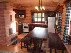 Kitchen design with stove in wood