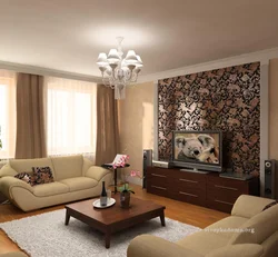 Wallpaper For Brown Furniture In The Living Room Photo