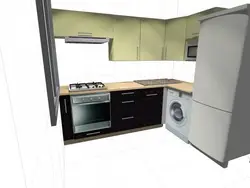 Кухня 6 кв метраў дызайн фота з халадзільнікам і пральнай