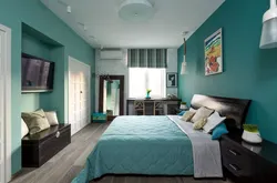Color combination in the bedroom interior turquoise color