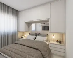 Bedroom 9 sq m design with wardrobe