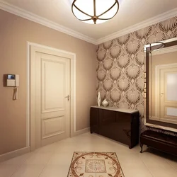 Interior hallway wallpaper and furniture