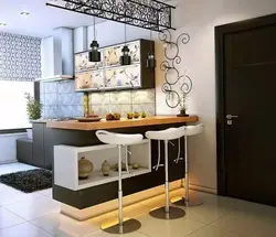 Kitchen interior with a bar counter in a small kitchen design photo