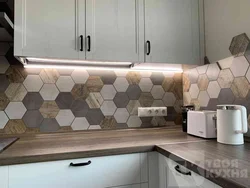 Honeycomb tiles in the kitchen interior photo