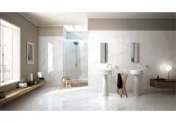Дизайн ванной комнаты керамогранит под мрамор