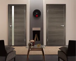 Living Room Design With Gray Doors