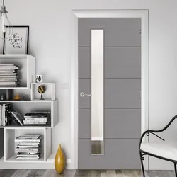 Living room design with gray doors