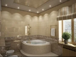Дизайн ванной комнаты с угловой ванной