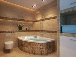 Бұрыштық ваннасы бар ванна бөлмесінің дизайны