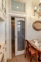 Interior doors in the kitchen interior