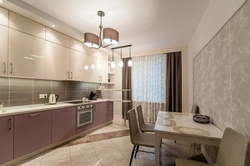 Beige kitchen interior with accents