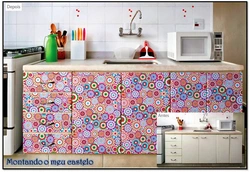 Covering The Kitchen With Self-Adhesive Film Photo