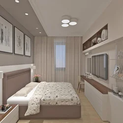 Bedroom design with one window 16 sq m photo