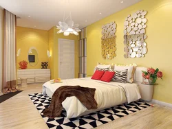 Bedroom interior in yellow tones