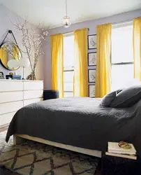 Bedroom interior in yellow tones