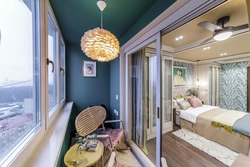 Balcony bedroom design photo with exit