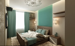 Bedroom interior with green and brown colors